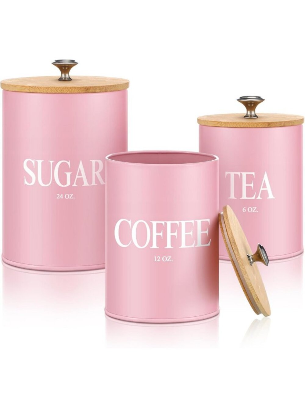 3 Pack Pink Metal Kitchen Canister Set - Stylish Storage for Home Organization